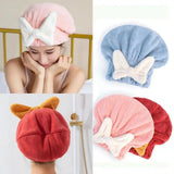 Super Absorbent Microfiber Hair Towel Wrap with Cute Bow-Knot